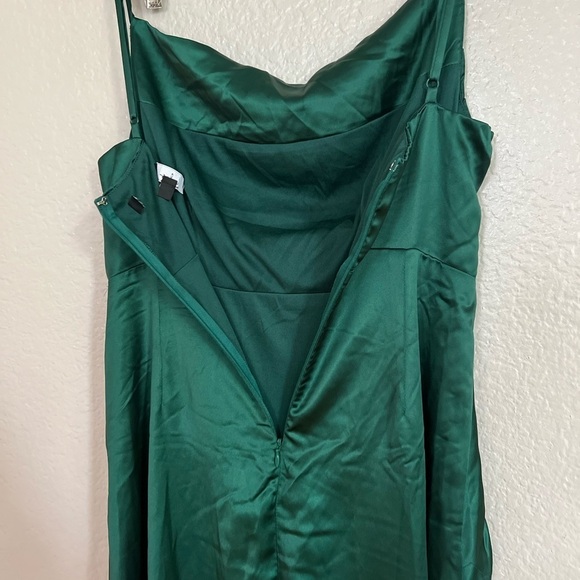 Unmistakable Allure Emerald Green Satin Pleated Maxi Dress - Picture 8 of 10